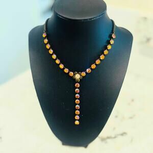 Gorgeous Isabelle De Millery France Lyon Crystal Y Rhinestone necklace